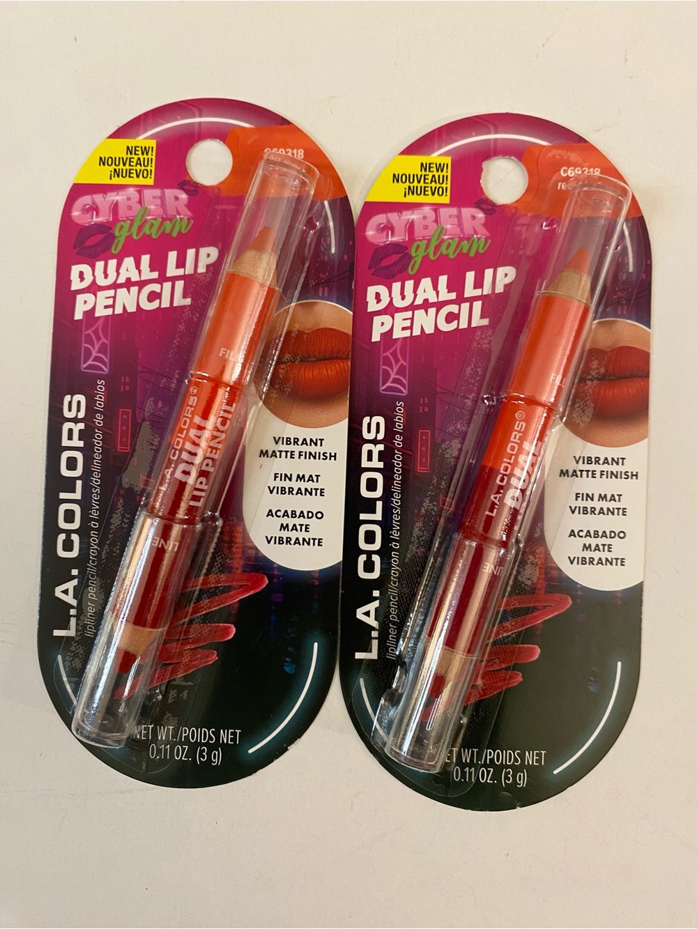 L.A. Colors Cyber Glam Dual Lip Pencil — Orange-Red Duo 1/$13